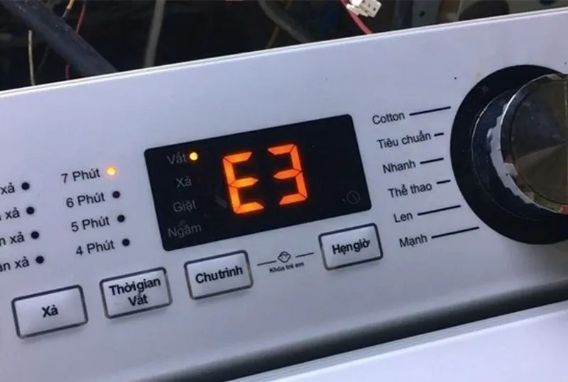 Lỗi E3 máy giặt Toshiba